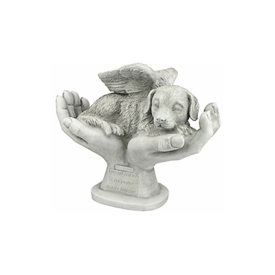 Design Toscano KY69912 Statuetta con Cane Alato nel Palmo delle Mani di Dio, Pietra Bicolore, 19x39.5x32 cm