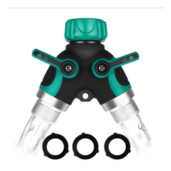 Splitter per tubo da giardino, erogatore in lega di zinco da 3/4 'con 2 valvole di uscita, adatto per timer, flusso d'acqua regolabile e bloccabile en oferta