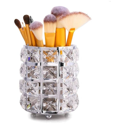 Porta pennelli per trucco Pot Organizer per trucco, argento 9 * 12 cm