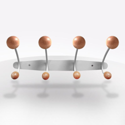 Appendino A Muro In Metallo Grigio E Pomoli In Legno Con 4 Ganci Cm 49X11 H 21 en oferta