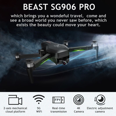 SG906 PRO GPS RC Drone con la macchina fotografica 5G WiFi 4K 2 assi del giunto cardanico 25 minuti Tempo di volo Brushless Quadcopter Follow Me MV