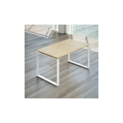Scrivania operativa Swing 7020 - Dimensione 140 cm - Finitura Struttura Bianco | Top Rovere