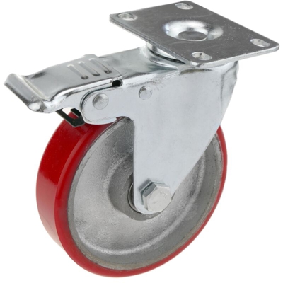 PrimeMatik - Ruota girevole industriale di poliuretano e metallo con freno 125 mm