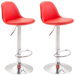 Set 2x Sgabelli Design Kiel In Similpelle - Coppia Sgabelli Cucina Tulip Girevoli Regolabili 60-82cm - Sgabello Bar Imbottito (2 Pezzi) Rosso Cromato precio