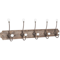 Appendiabiti a parete, ganci appendiabiti attaccapanni da muro in legno e ferro, gancio per giacche cappotti L80xPR10xH21 cm en oferta