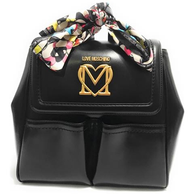 Borsa Donna Love Moschino Zaino In Ecopelle Nero Con Foulard Bs21mo65 Jc4259