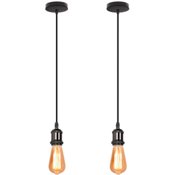 2pcs Nostalgia Semplice Lampada a Sospensione Retro Industriale Luce Pendente Vintage E27 Lampada da Soffitto Antica per Caffè Ristoranti Corridoi precio