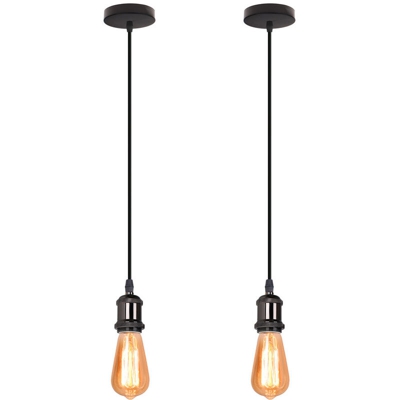 2pcs Nostalgia Semplice Lampada a Sospensione Retro Industriale Luce Pendente Vintage E27 Lampada da Soffitto Antica per Caffè Ristoranti Corridoi