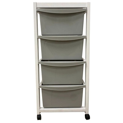 carrello 'millenium' bianco e tortora in legno e plastica, 36,5x37,5x82 cm