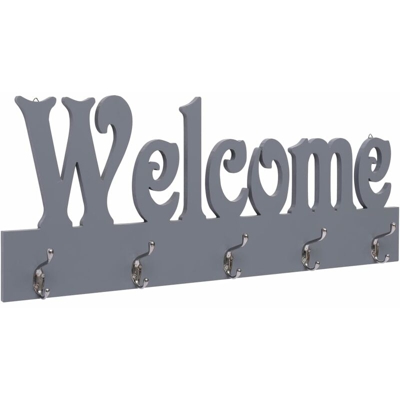 vidaXL Appendiabiti a Muro WELCOME Grigio 74x29,5 cm - Grigio