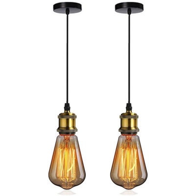 2pcs Nostalgia Semplice Lampada a Sospensione Retro Industriale Luce Pendente Vintage E27 Lampada da Soffitto Antica per Caffè Ristoranti Corridoi