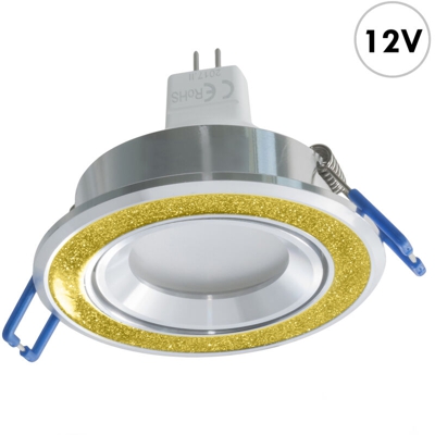 Zeitnet Inc. - Faretto dorato brillantini incasso tondo 7cm lampada LED 12V MR16 7W GU5.3 pub Luce 6000K