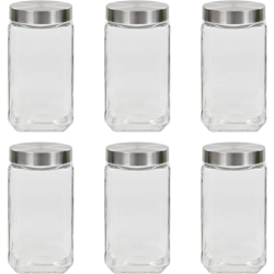 Barattoli in Vetro con Coperchio Argento 6 pz 2100 ml en oferta