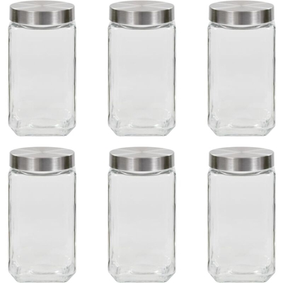 Barattoli in Vetro con Coperchio Argento 6 pz 2100 ml