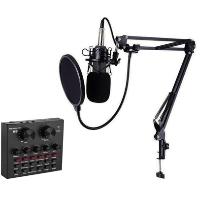 B&s - Kit microfono a condensatore con mixer audio unidirezionale studio registrazione