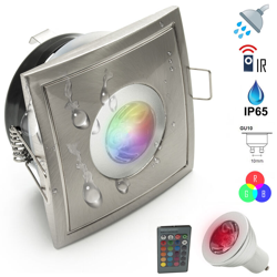 Faretto led quadrato luce doccia 3W bagno turco cromoterapia IP65 GU10 RGB 230V en oferta
