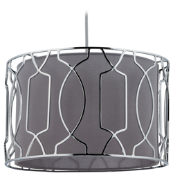 Relaxdays - Lampadario a Sospensione in Stoffa e Metallo, Lampada per Salotto e Camera, Lampadina E27, Argento Grigio características