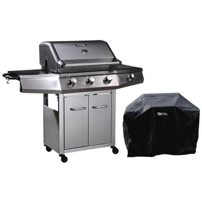 Barbecue A Gas Con Led ''bingo 4'' - 4 Fuochi Di Cui 1 Laterale - 14kw + Fodera Di Protezione - Argento