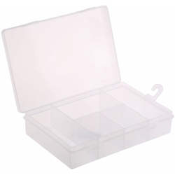 Contenitore modulare RS PRO in PP, 5 scomparti, 40mm x 181mm x 125mm, Coperchio trasparente en oferta