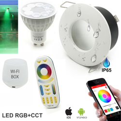 Kit 2 faretti incasso box doccia bagno IP65 SMART LED RGB CCT wifi Android iOS Colore Silver cromato precio