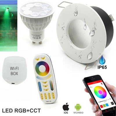 Kit 2 faretti incasso box doccia bagno IP65 SMART LED RGB CCT wifi Android iOS Colore Silver cromato