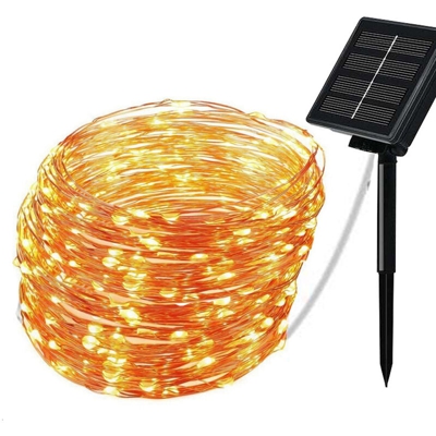 Luci a stringa di filo di rame solare Luci a corda di filo di rame (8 funzioni),bianco caldo 12m 1 luci - bianco caldo 12m 1 luci
