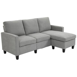 Divano Angolare Componibile 3 Posti Con Penisola Reversibile In Tessuto Grigio Chiaro precio