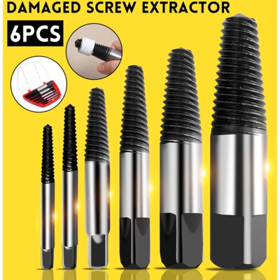 6Pcs Estrattore di viti danneggiato Bullone rotto Strumento di perforazione danneggiato Svitare fai da te