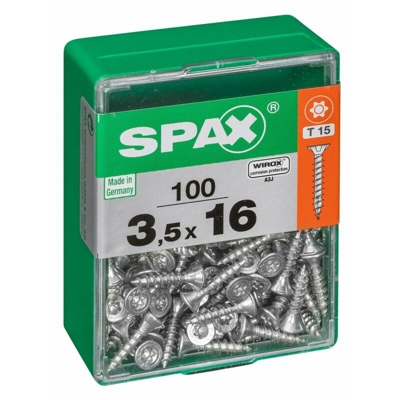 Lot 100 Acciaio Vite A Testa Piatta Spax Autofraisée, Diam.3.5 Mm X Mm L.16