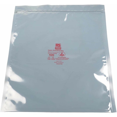 Sacchetto antistatico Argento 305mm x 254mm, Zip (Confezione da 100) - Rs Pro