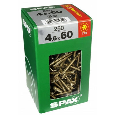 Lotto 250 Viti In Acciaio Testa Svasata Torx Diam.4.5 Mm X Mm L.60 - Spax