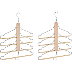 Grucce Appendiabiti Multiple, Bastone con 4 Stampelle Mobili, 2 Pezzi, Ganci in Metallo, Legno di Loto, Marrone Chiaro precio