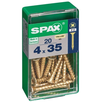 Set Di 20 Viti In Acciaio Testa Piana Pozidriv Spax, Diam.4 Mm X Mm L.35