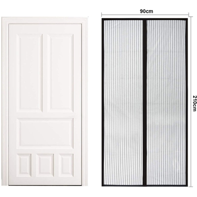 AB625283 Tenda Zanzariera Magnetica Nera Per Porta Finestra Con Adesivo In Velcro Misura 90X210cm - Ledlux