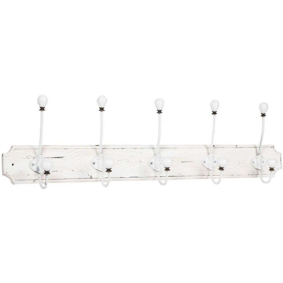 Appendiabiti a parete, ganci appendiabiti attaccapanni da muro in legno e ferro, gancio per cappotti L80xPR10xH21 cm