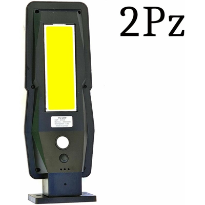 Faro led mini lampione solare 20W luce fredda 2pz sensore movimento crepuscolare