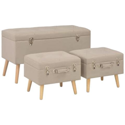Sgabelli Con Contenitore 3 Pz In Tessuto Beige características
