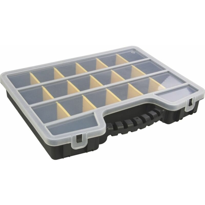 Contenitore modulare in PP, 17 scomparti regolabili, 60mm x 395mm x 305mm, Coperchio trasparente - Rs Pro