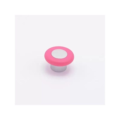 Pomolo satinato effetto alluminio con anello fuxia 36x21mm - 024 Forma