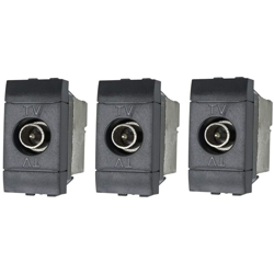 Planet Shop - 3x SANDASDON SD82002D Presa TV Terminale Connettore Maschio Nero Compatibile Bticino Living en oferta