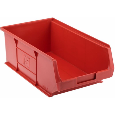 Contenitore Rosso PP, 130mm x 205mm x 350mm (Confezione da 5) - Rs Pro