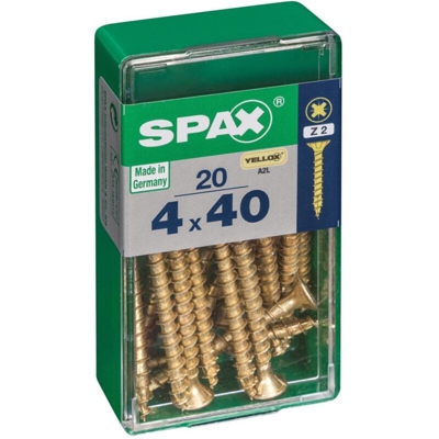 Set Di 20 Viti In Acciaio Testa Piana Pozidriv Spax, Diam.4 Mm X Mm L.40