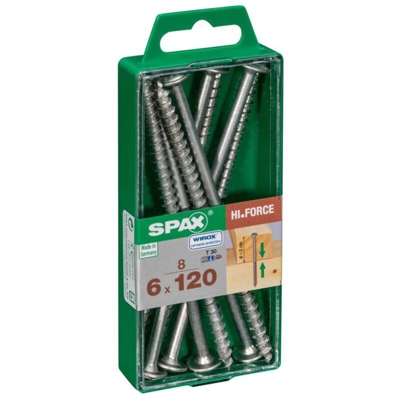 Set Di 8 Viti Sollevato Svasata In Acciaio Testa Spax Torx, Diam.6 Mm X L.120 Mm