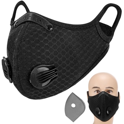 Maschera da ciclismo, corsa all'aperto, anti-smog, maschera calda per uomo e donna, contenente 1 pezzo di filtro a carbone attivo a 5 strati non