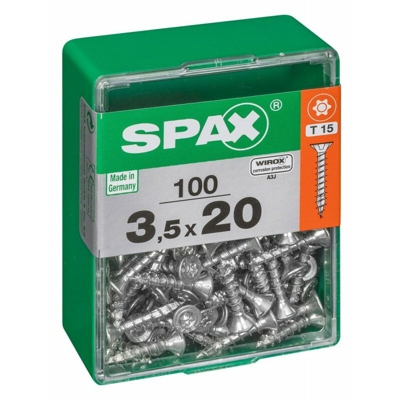 Lot 100 Acciaio Vite A Testa Piatta Spax Autofraisée, Diam.3.5 Mm X Mm L.20