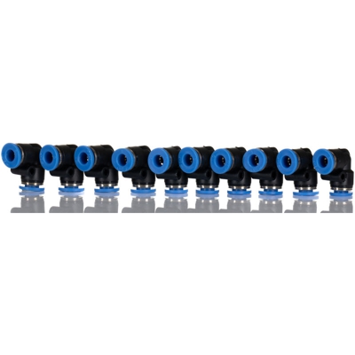 Raccordo a gomito tubo-tubo RS PRO, attacco A: A pressione 6 mm, attacco B: A pressione 6 mm, 10 bar max (Confezione da 10)
