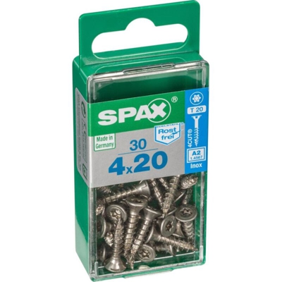 Set Di 30 Viti In Acciaio Inox Svasata Testa Torx Spax, Diam.4 Mm X Mm L.20