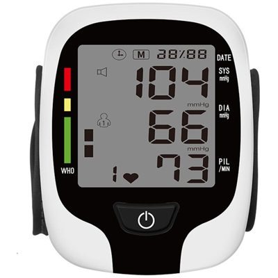 Sfigmomanometro inglese da polso IHB WHO Misuratore di pressione sanguigna elettronico domestico a trasmissione vocale inglese