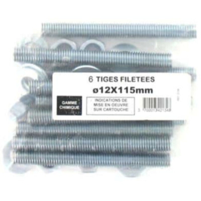 Diametro Confezione da 6 Barre filettate M12 12 x 115 millimetri - Batifix