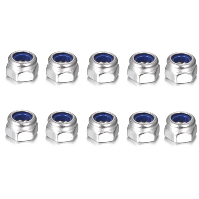 Confezione da 10 dadi di bloccaggio flangia in nylon in acciaio inox 304 DIN985 esagonale M-4